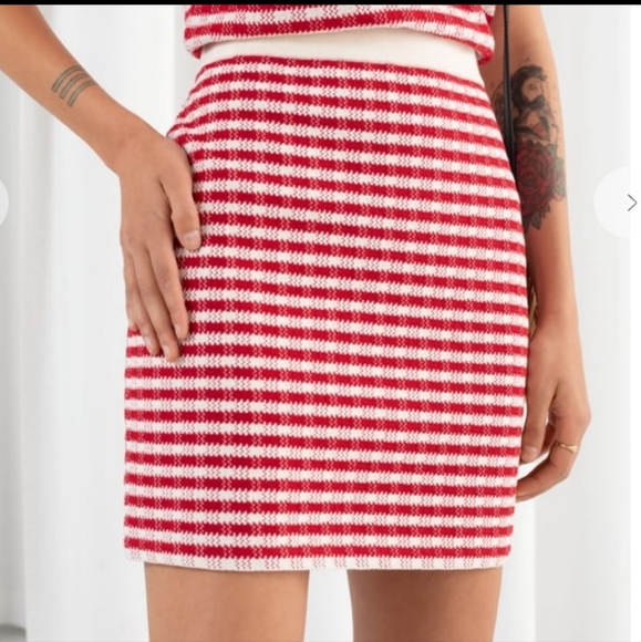 NWT & Other Stories Red/White Knit Skirt - Picture 1 of 2